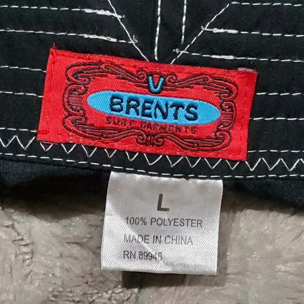 Brents Surf Garments Mens Size L Black White Polyester Swim Board Surf Shorts